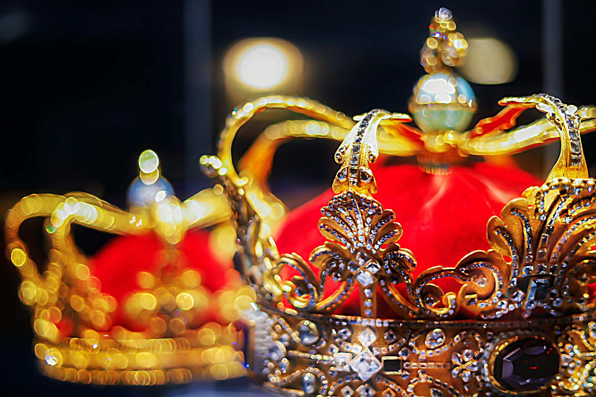 A close up of a crown on a table